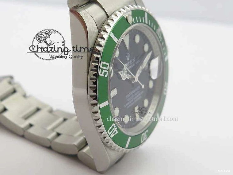 MiroTime 0523 SoftTouch Submariner 16610LV SS Green Metal Bezel JF 1:1 Best Edition Black Dial On SS Bracelet SH 3755